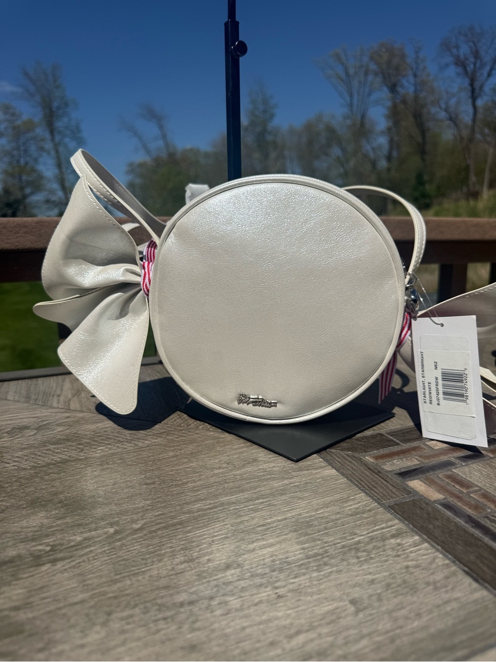 NWT Betsey Johnson White & Red Glitter and Pearl Candy Crossbody Bag - Picture 5 of 8